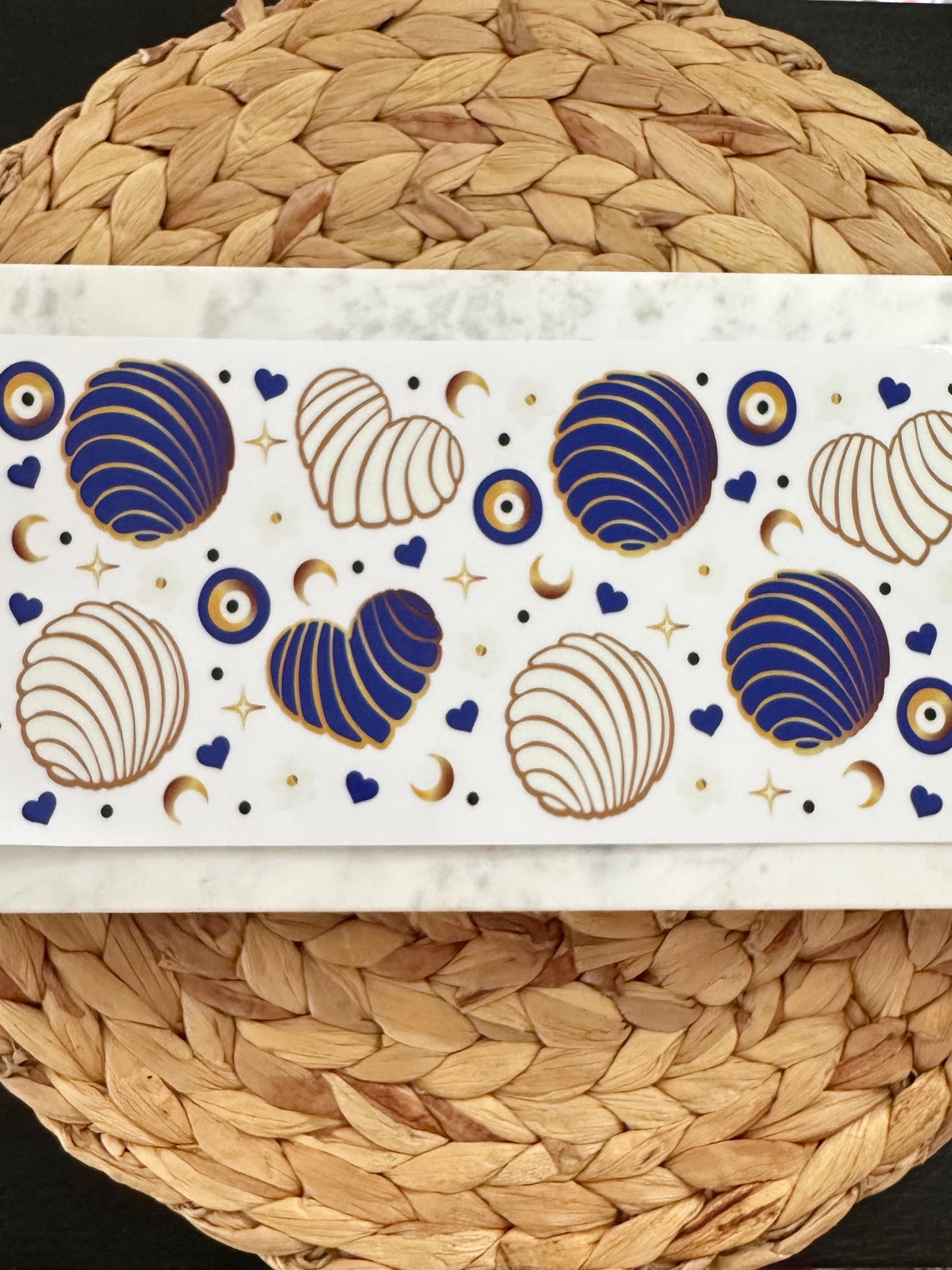 Blue Conchas UVDTF Glass Wrap