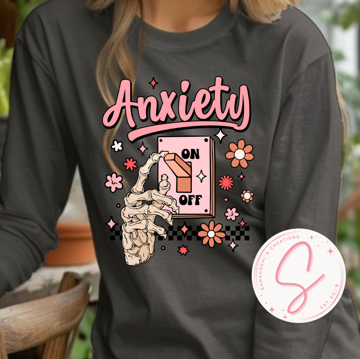 Anxiety Long Sleeve Comfort Colors Tshirt