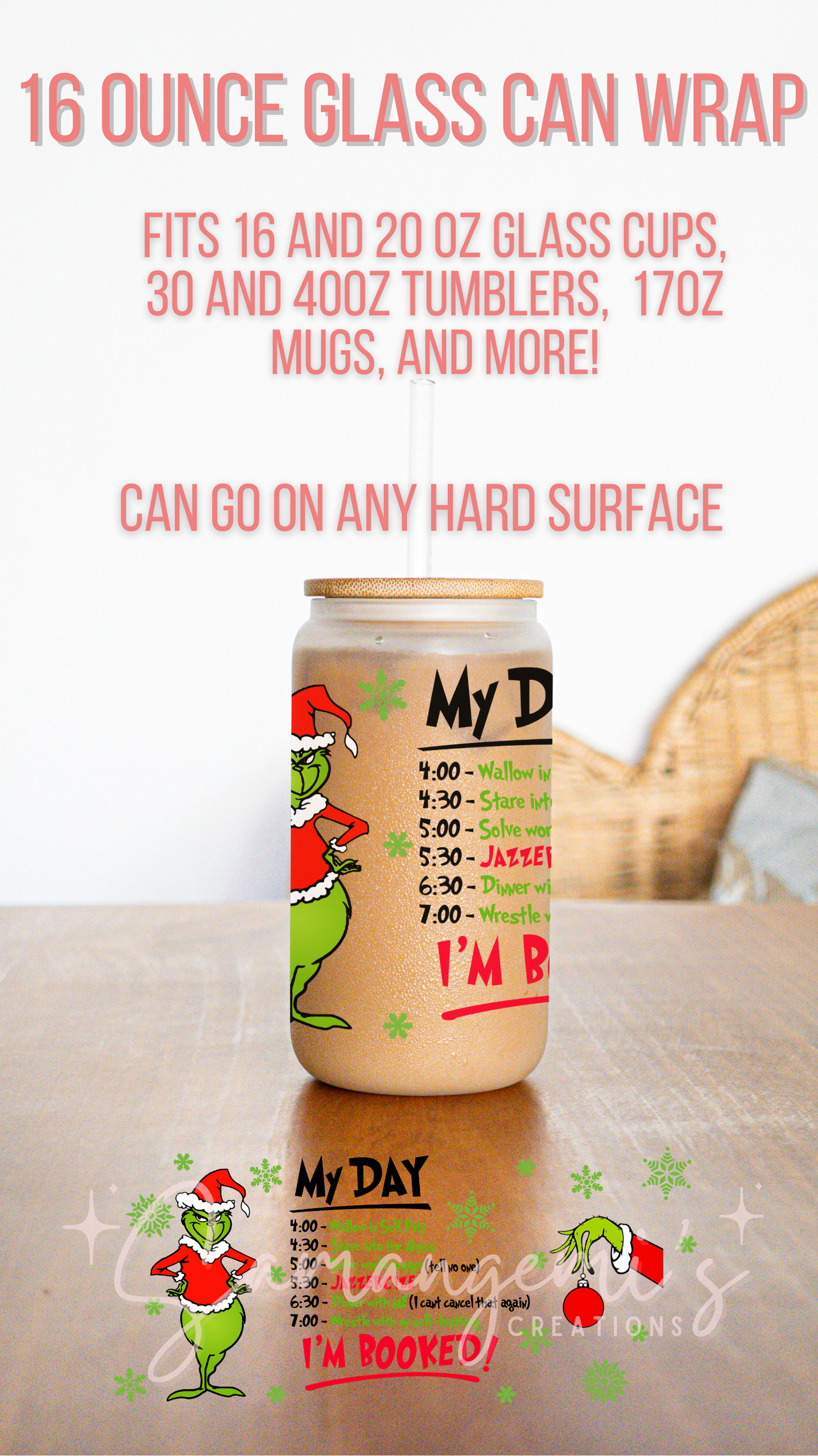 Mean Man Themed UVDTF Glass Wrap