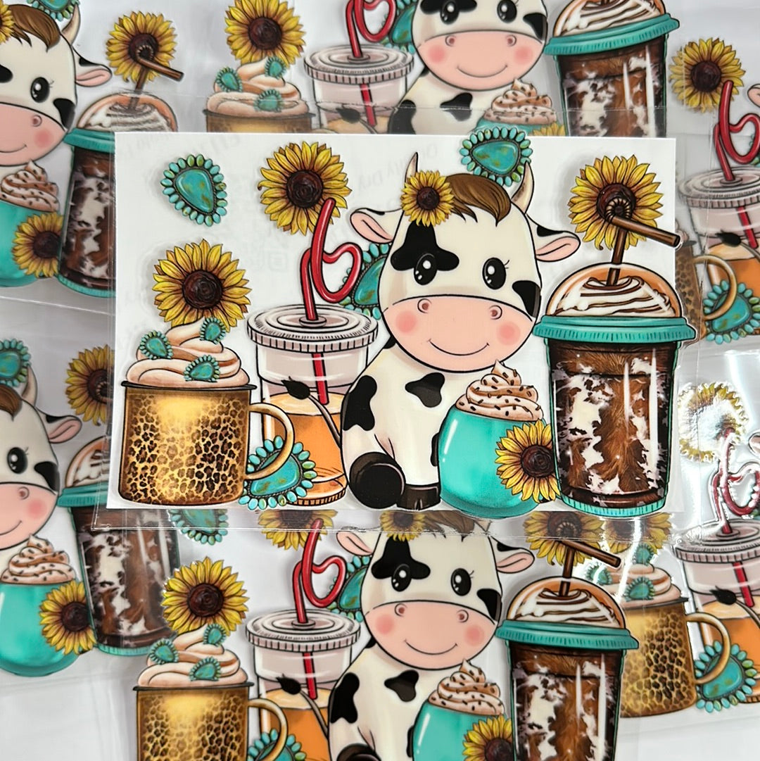 Cow Coffee UVDTF Glass Wrap