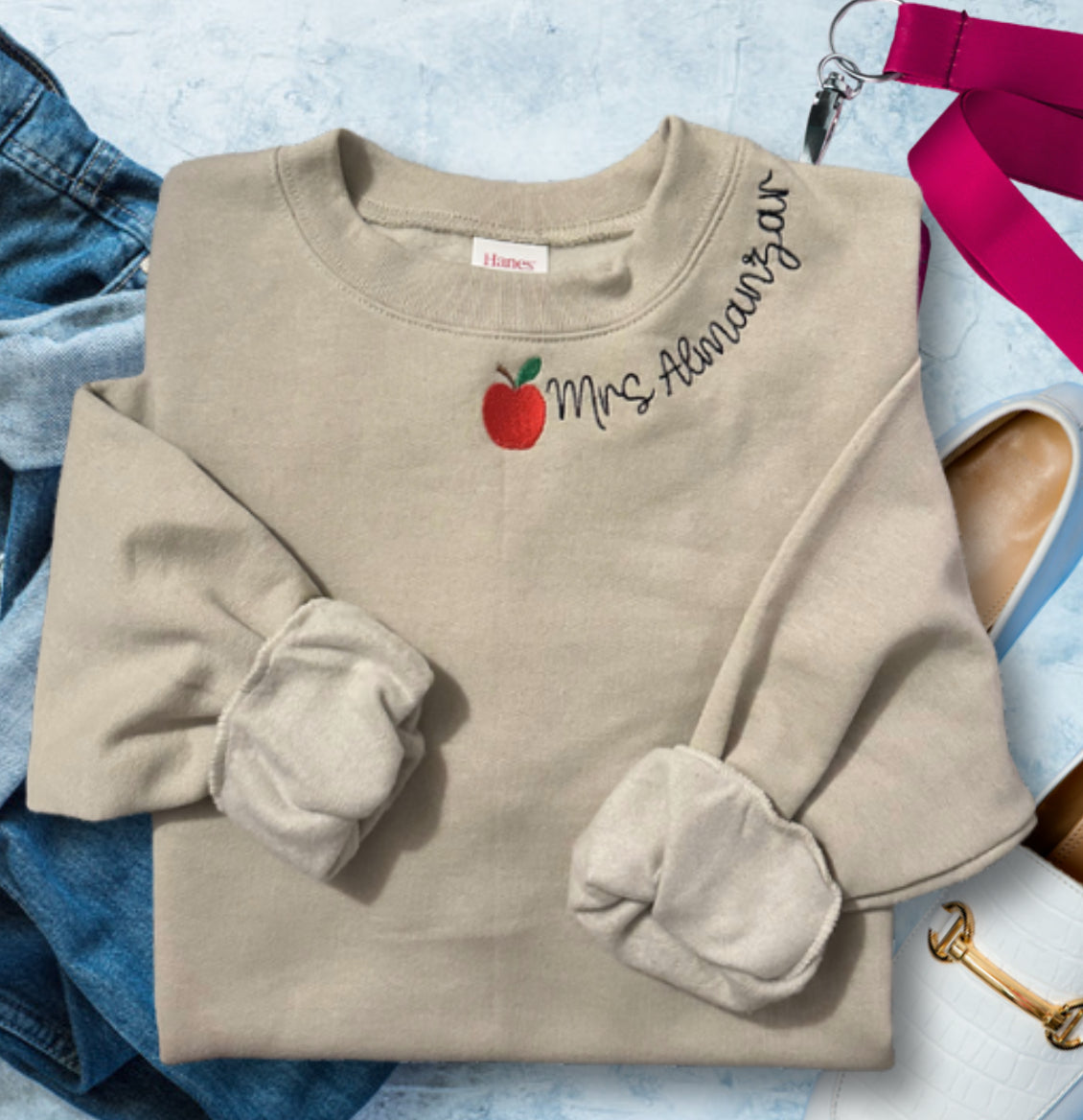 Custom Neckline Embroidery Sweater