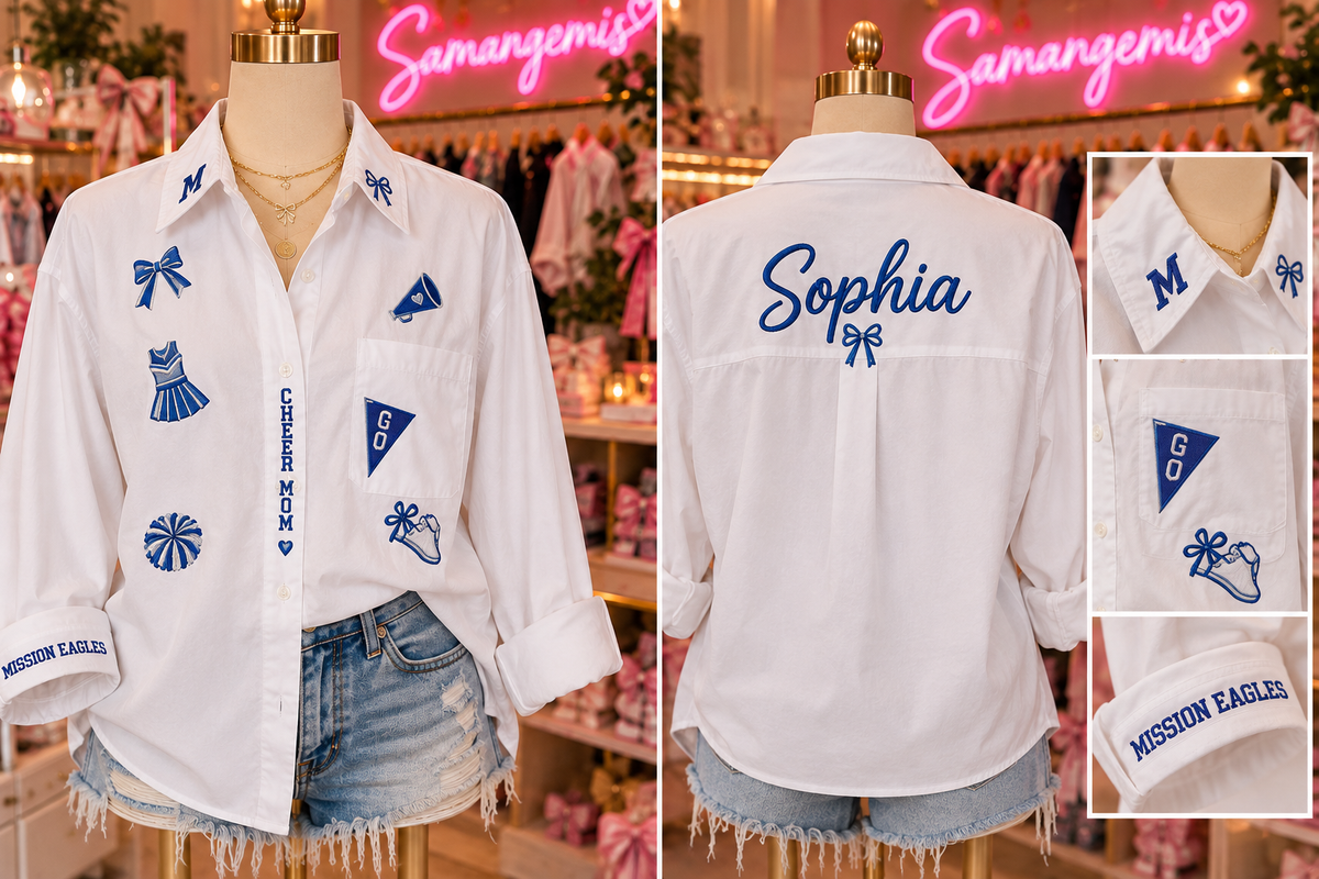 Custom Embroidered Game Day Oxford Shirt | Personalized School Spirit Button Down