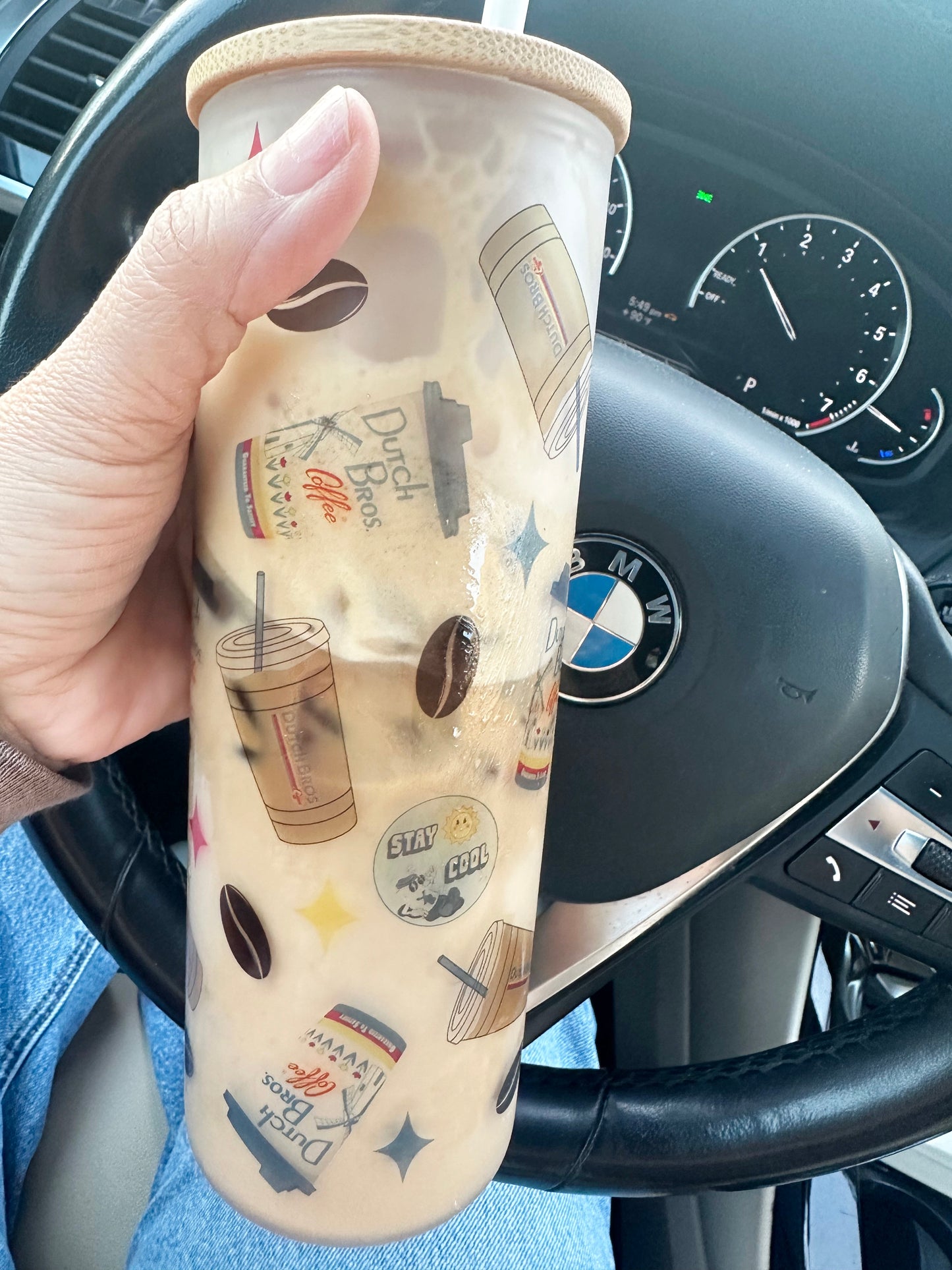 Dutch Coffee Inspired Frosted Glass Cup