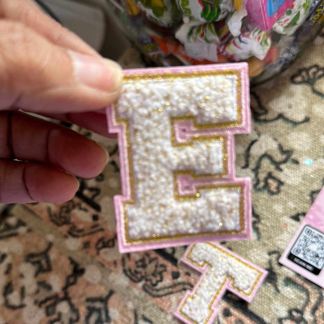 Pink TEACH letter patches