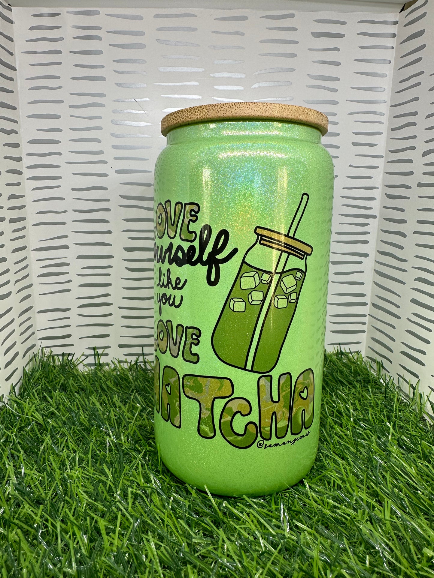 Love Yourself Matcha Glass Cans