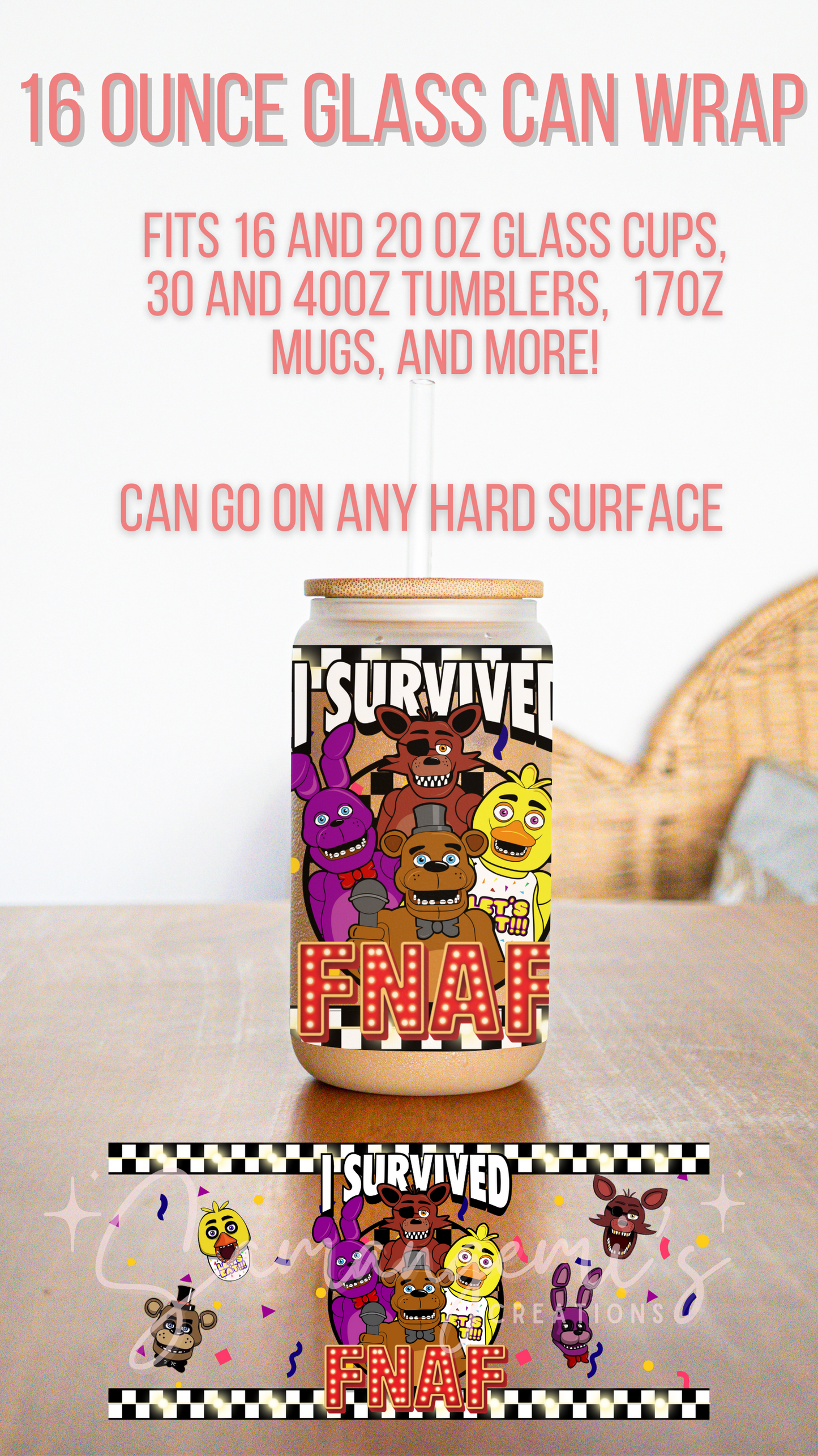 FNAF UVDTF Glass Wraps