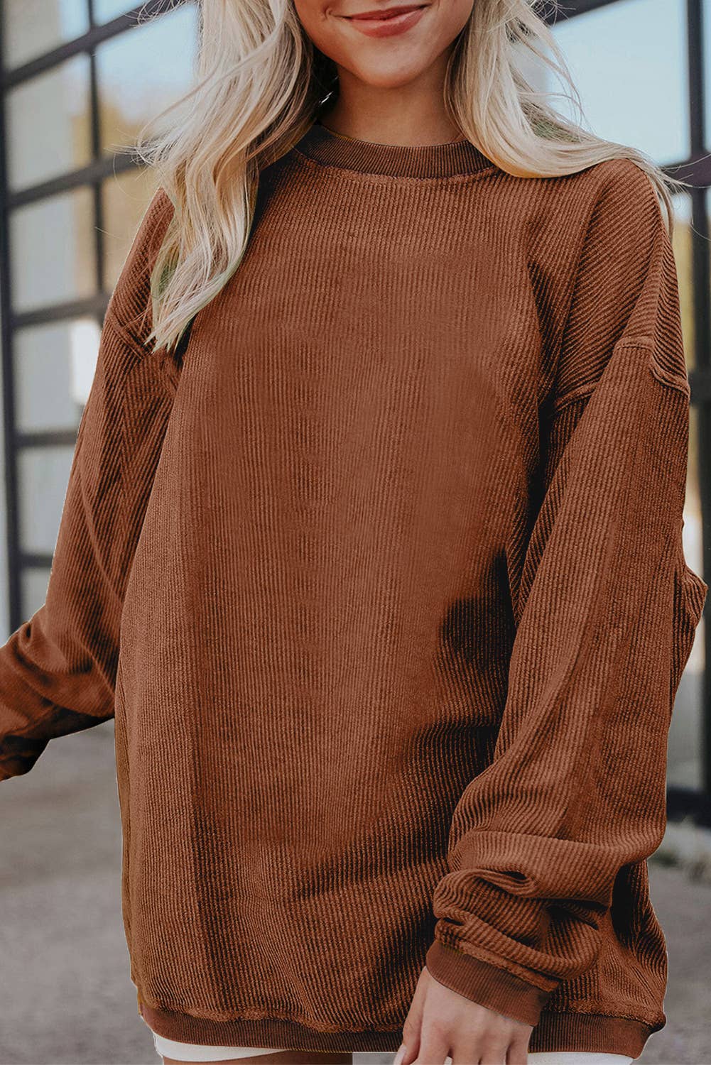 66 Spring 2026 Ribbed Corduroy Oversized Sweatshirt (S-2XL)