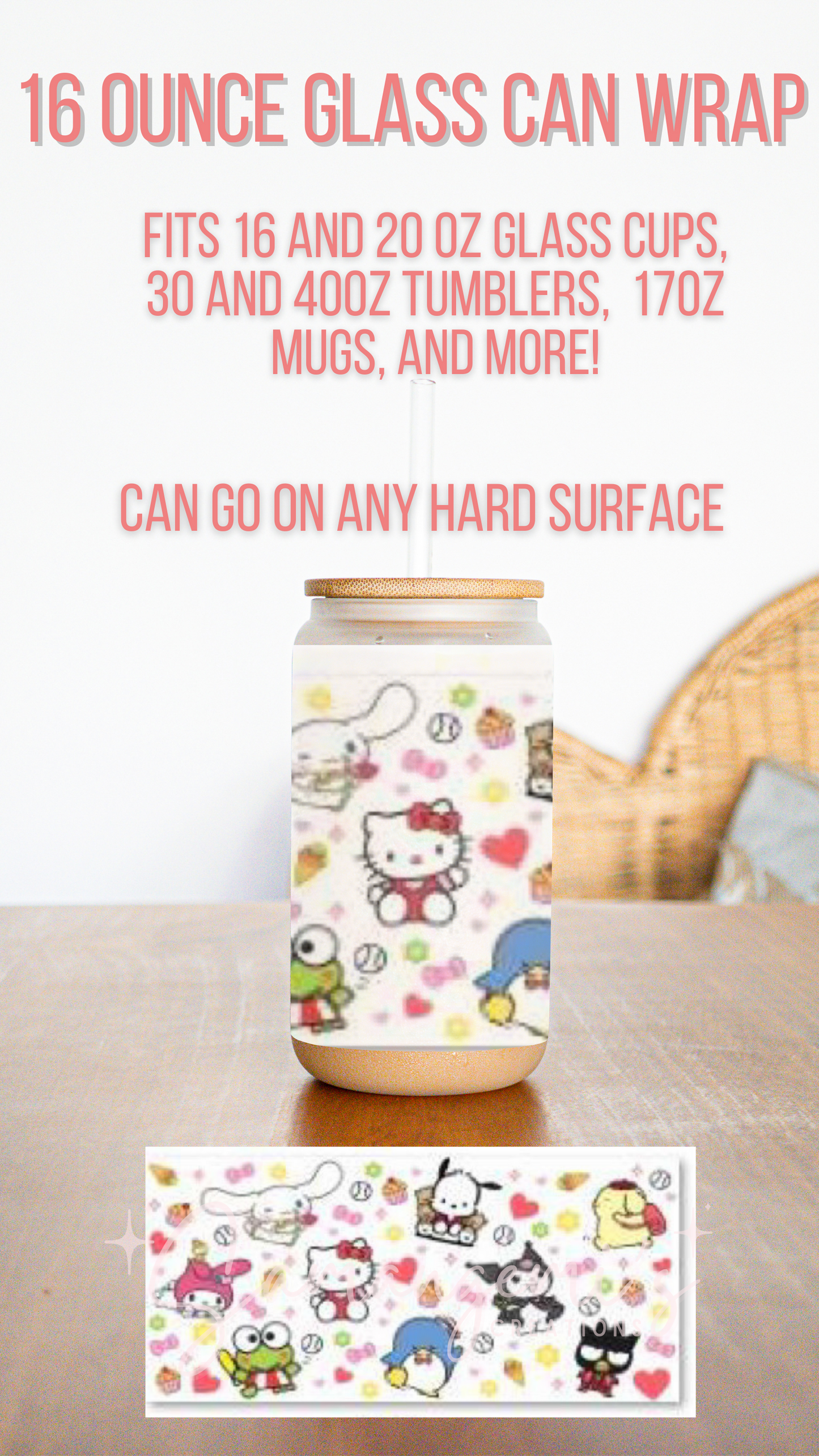 Different Cute Themed UVDTF Glass Wrap