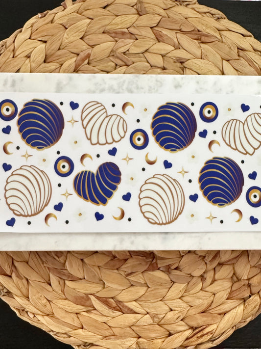 Blue Conchas UVDTF Glass Wrap