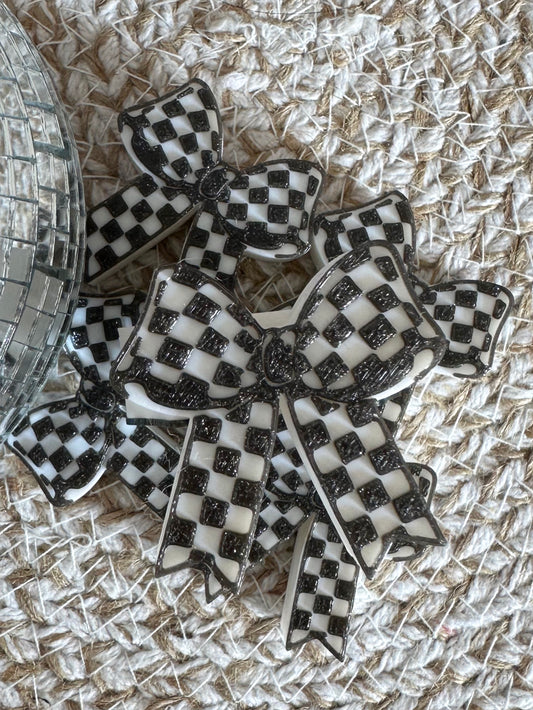Checkered Bow Straw Topper