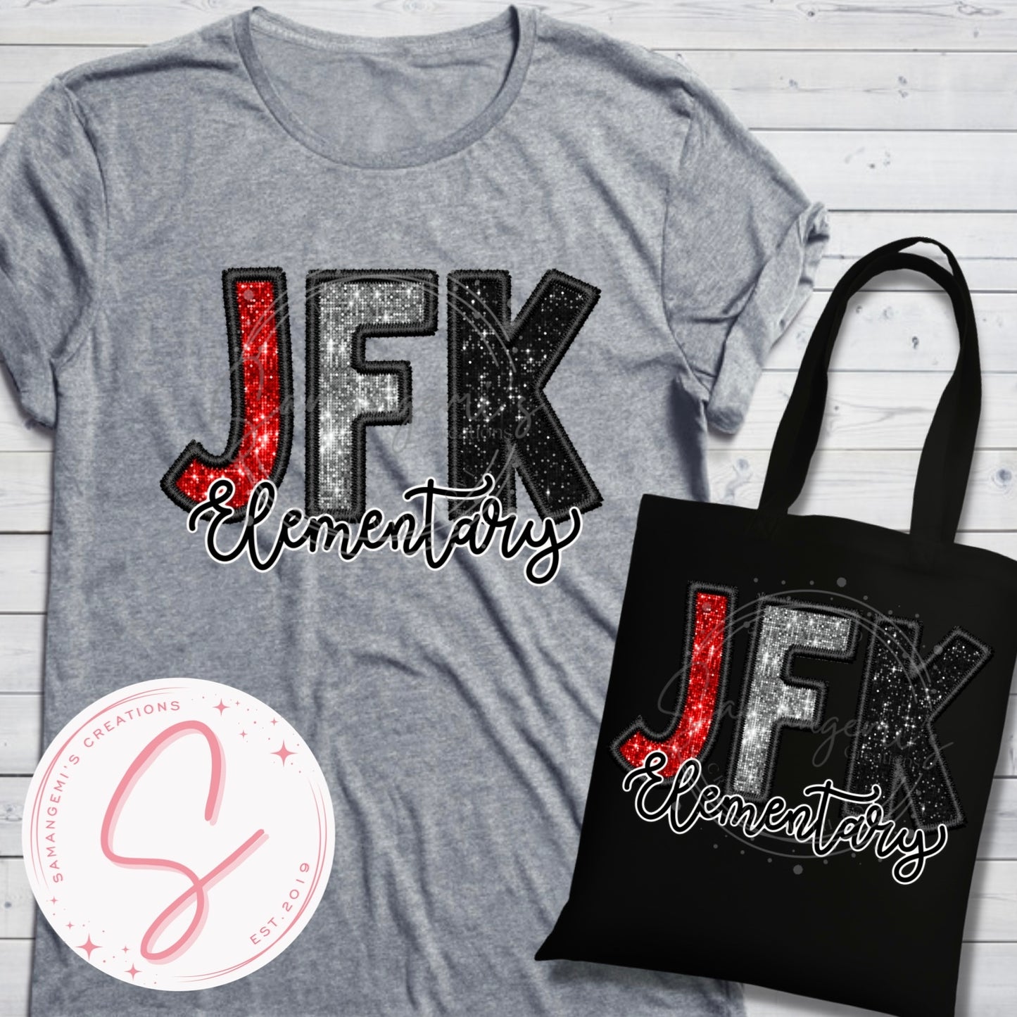 Custom Faux Embroidery Sequins Tshirt