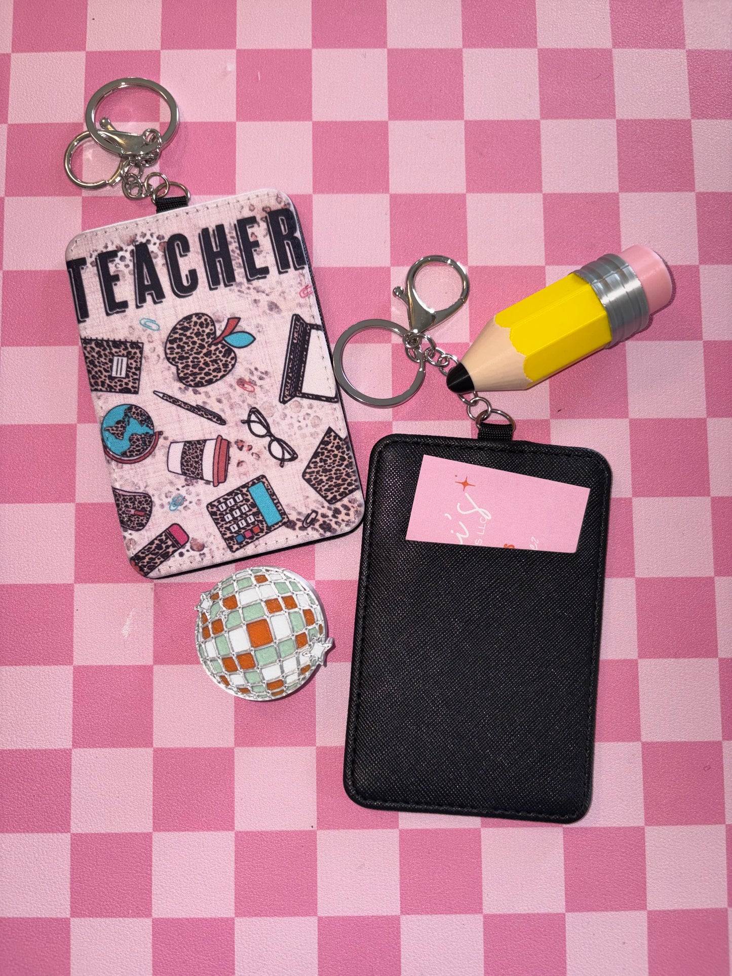 Teacher ID Badge Holder Keychain | Teacher Lanyard Accessory | School Staff ID Card Holder