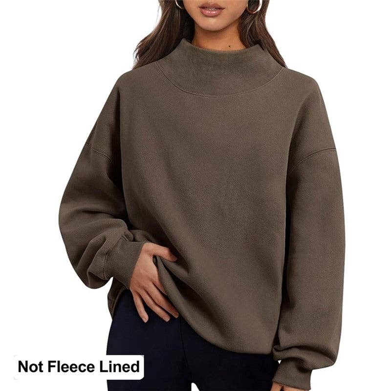 Solid Color High Neck Thin Sweatshirt