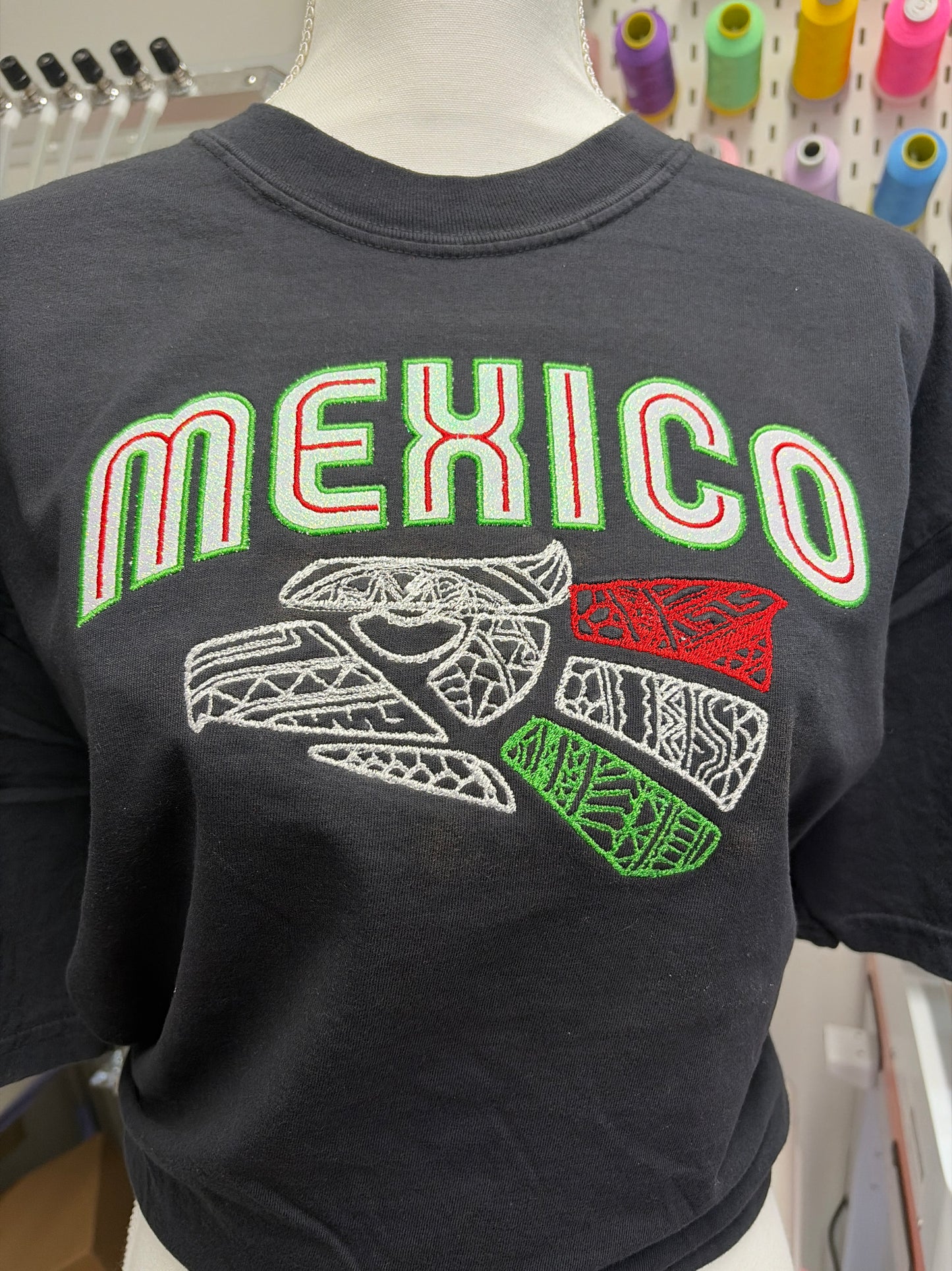 Mexico Embroidered T-Shirt | Mexican Heritage Eagle Appliqué Tee