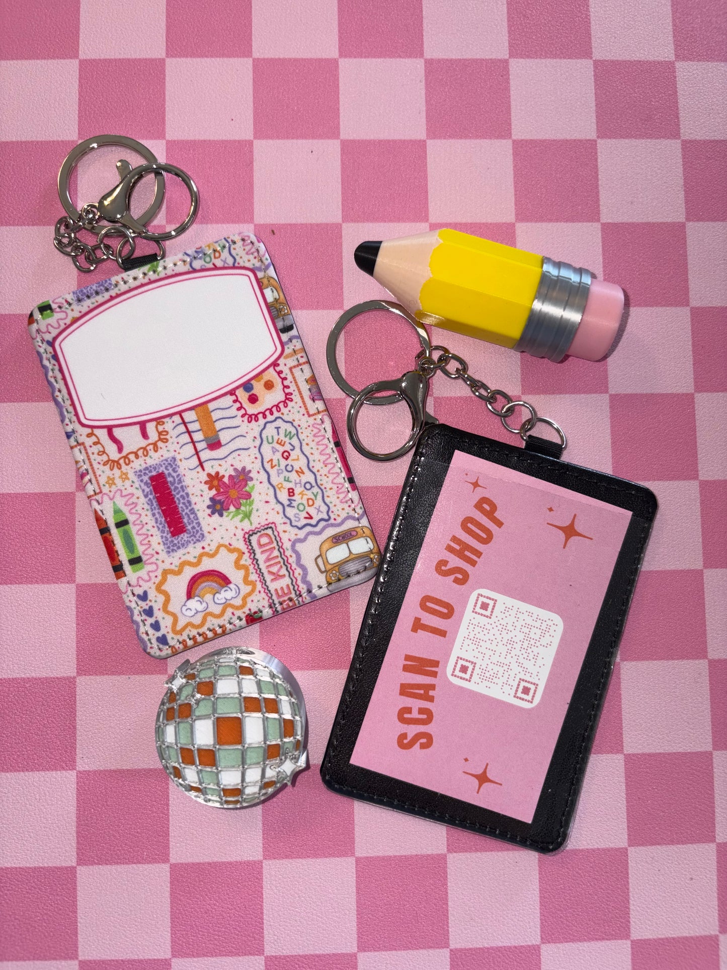 Teacher ID Badge Holder Keychain | Teacher Lanyard Accessory | School Staff ID Card Holder