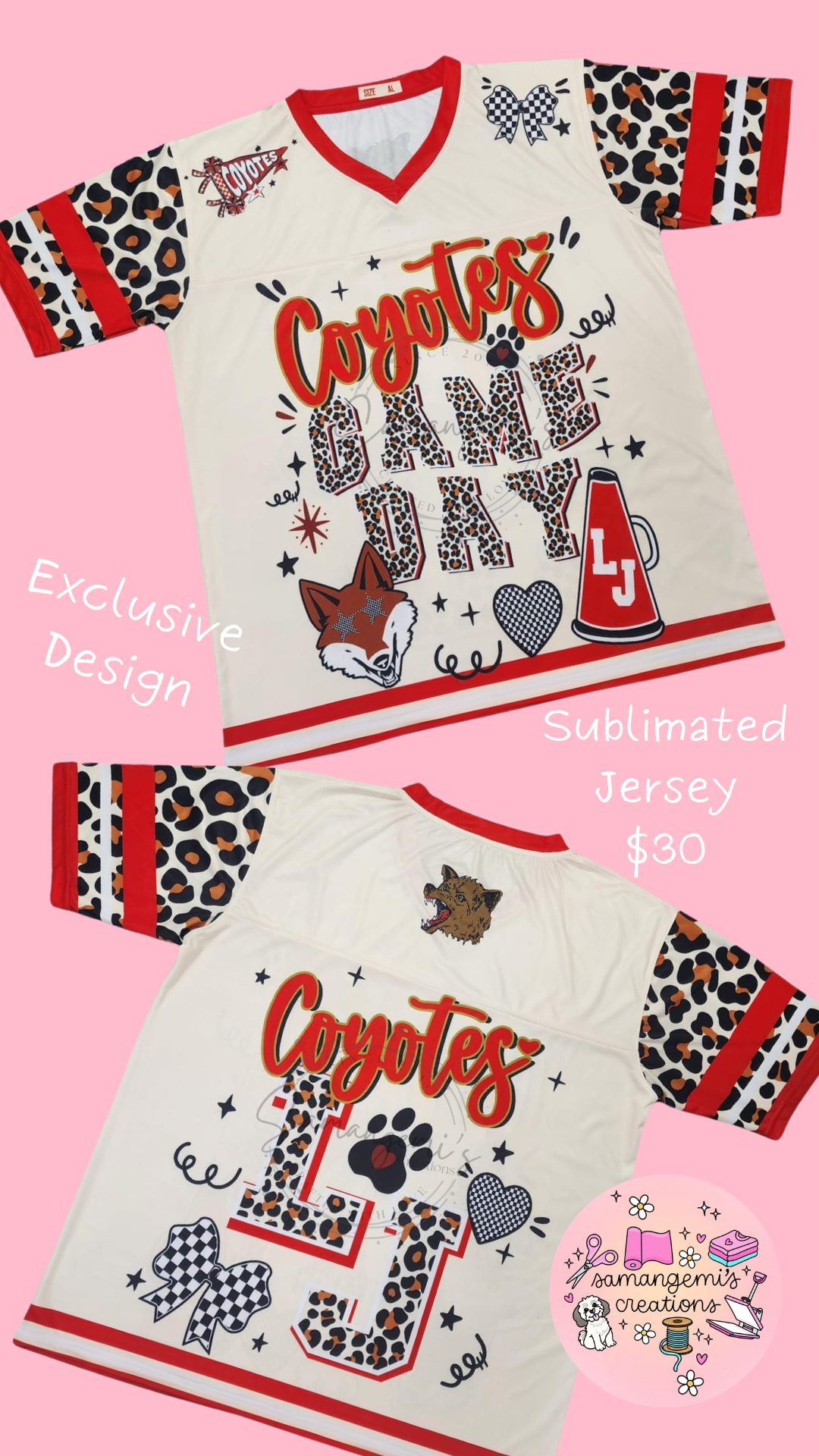 La Joya Coyotes Game Day Jersey | Leopard Print Spirit Jersey
