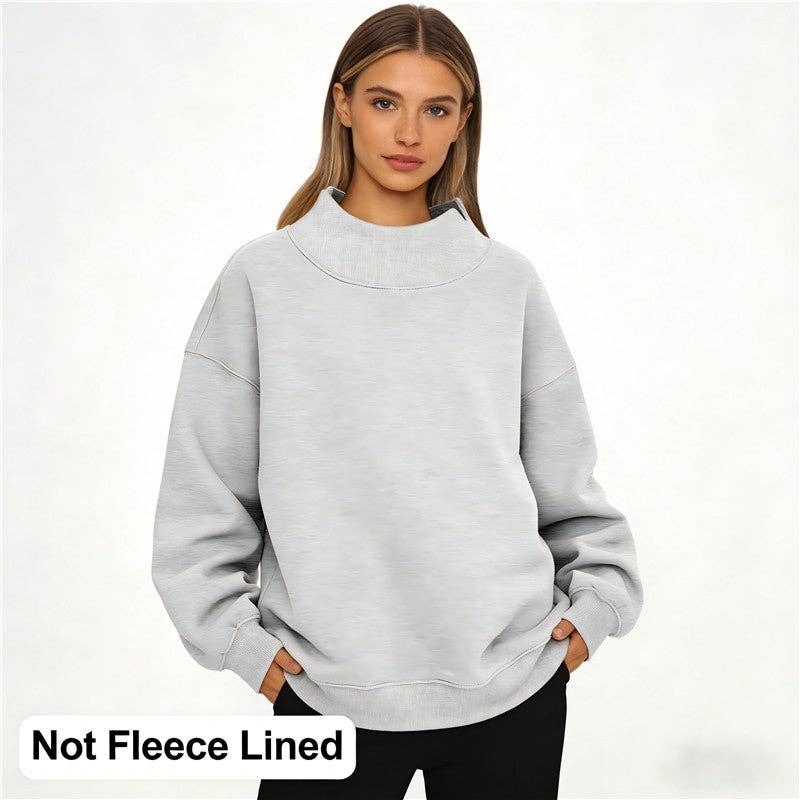 Solid Color High Neck Thin Sweatshirt