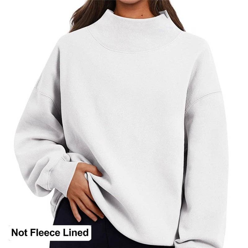 Solid Color High Neck Thin Sweatshirt