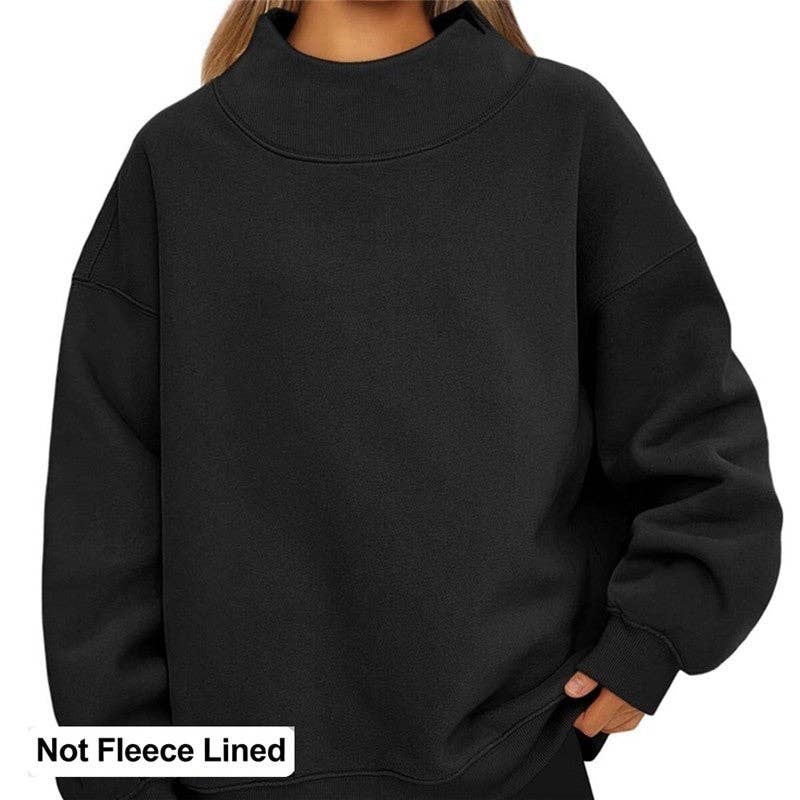 Solid Color High Neck Thin Sweatshirt