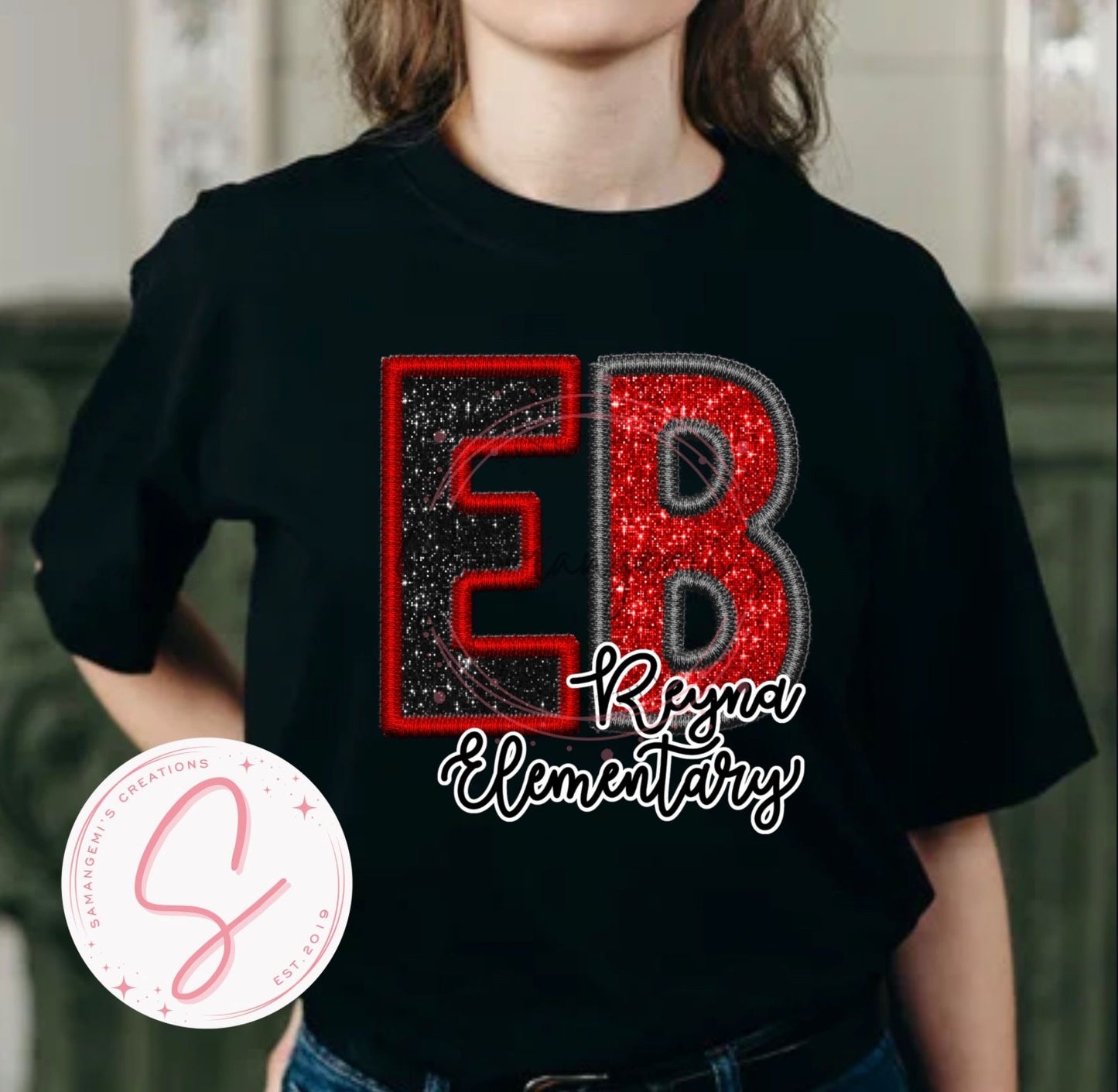 Custom Faux Embroidery Sequins Tshirt