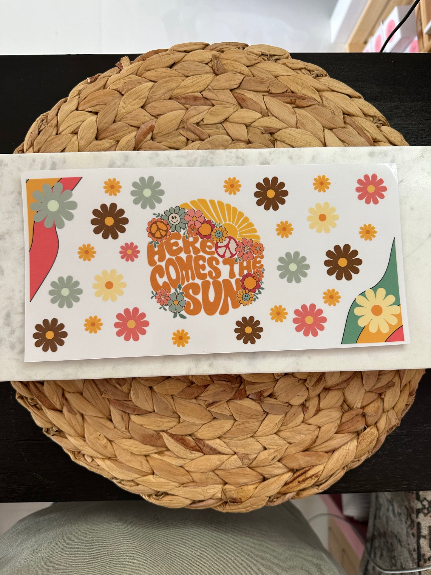 Here Comes the Sun UVDTF Glass Wrap