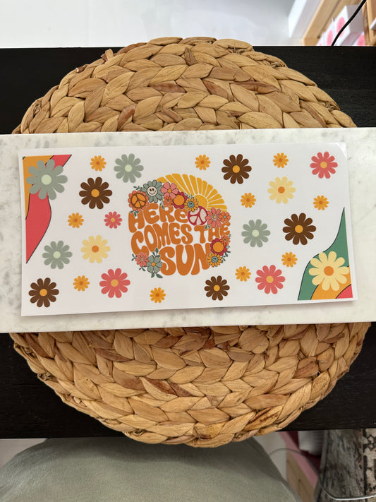 Here Comes the Sun UVDTF Glass Wrap