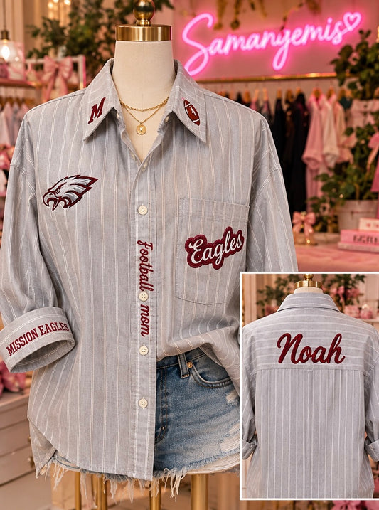 Custom Embroidered Game Day Oxford Shirt | Personalized School Spirit Button Down