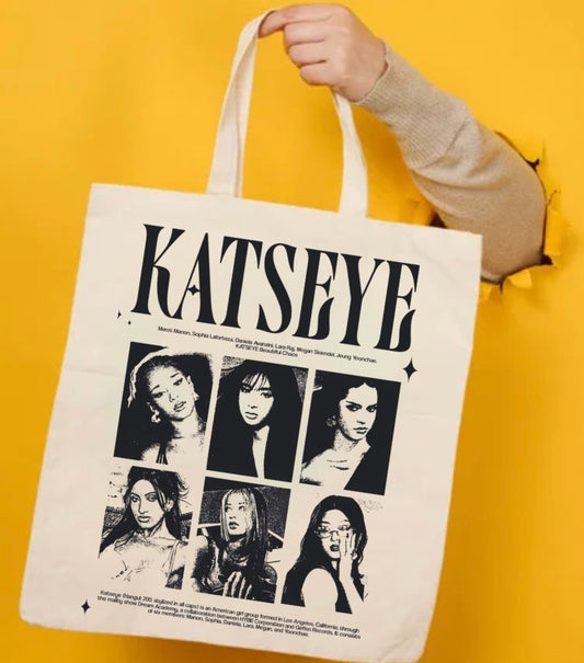 Katseye Canvas Tote Bag – Stylish, Spacious & Handmade with Care