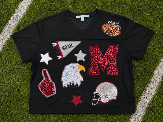 Custom Sequin Football Jersey | Personalized Game Day Shirt