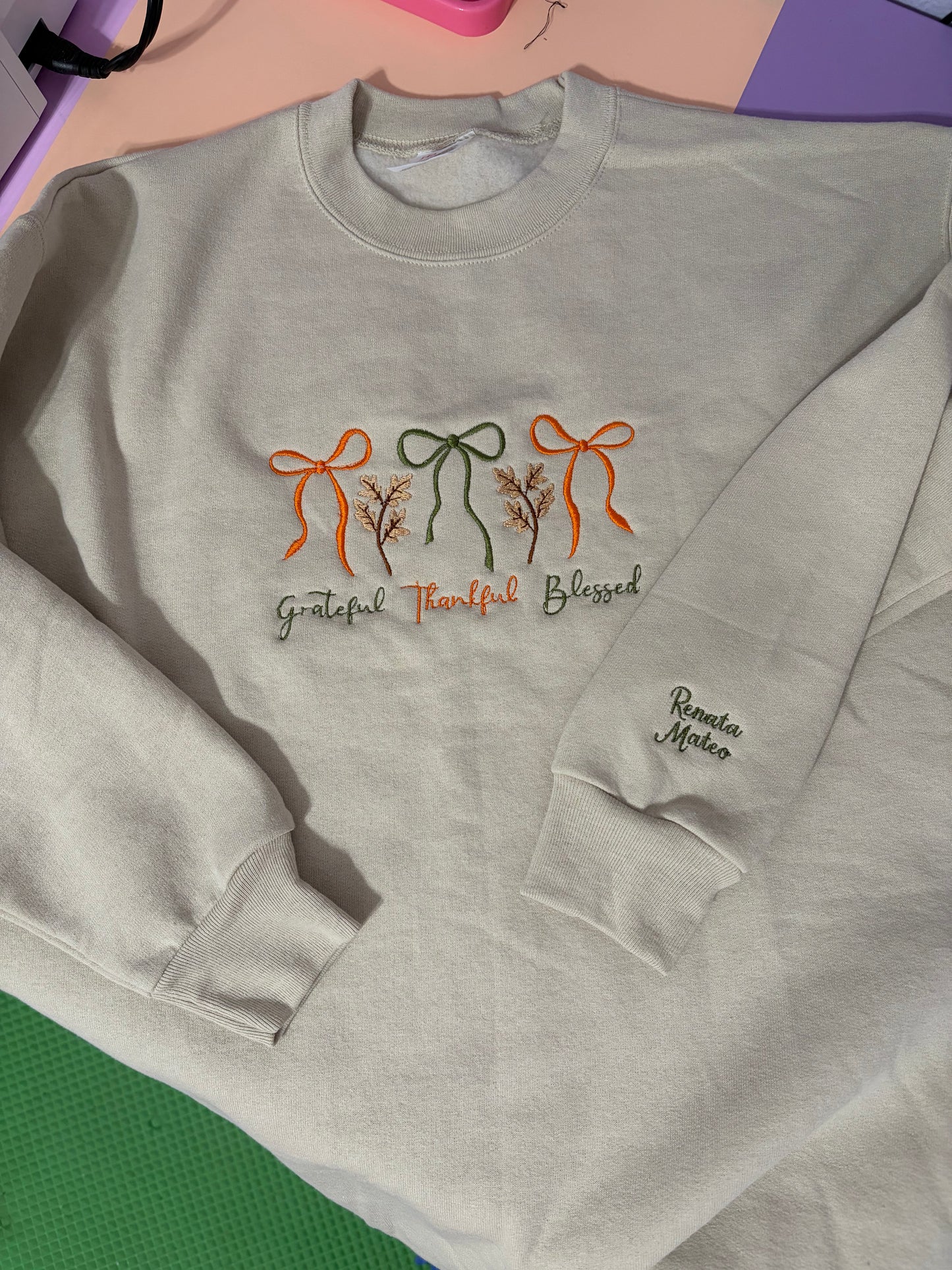 Embroidered Thankful Crewneck