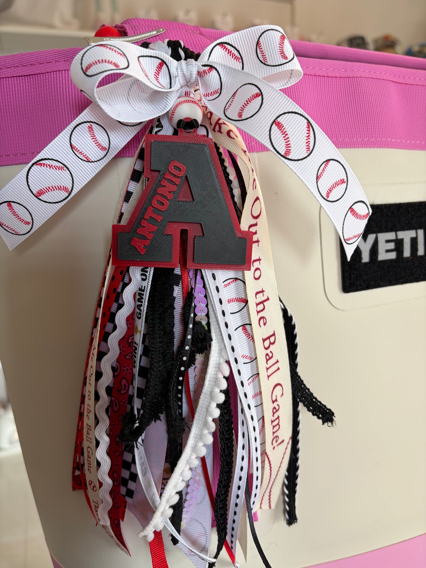 Custom Bag Charm | Personalized Ribbon Tassel | Sports Mom Bag Drip | Yeti Camino Accessory