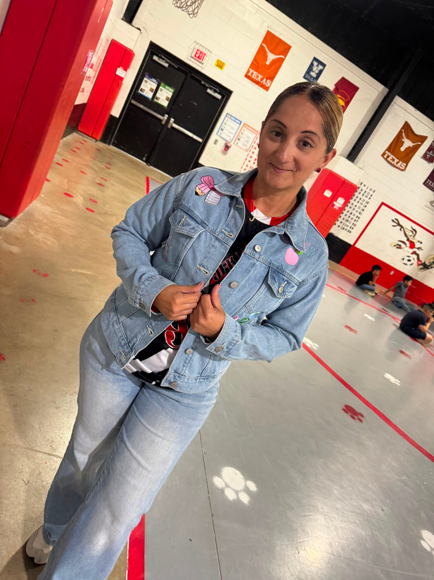Custom Teacher Embroidered Denim Jacket – Personalized Teacher Jacket | Custom Name & School-Themed Embroidery