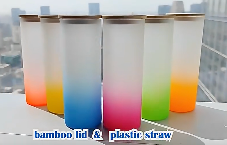 18oz Colored Hombre Glass Can with Lid-BLANK