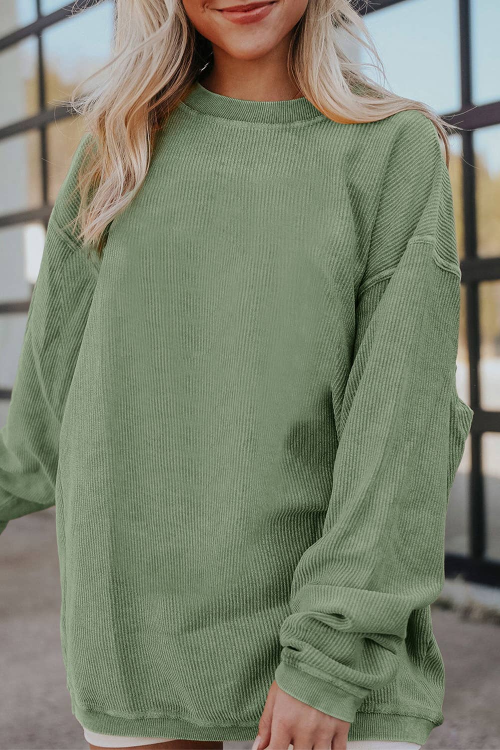 66 Spring 2026 Ribbed Corduroy Oversized Sweatshirt (S-2XL)