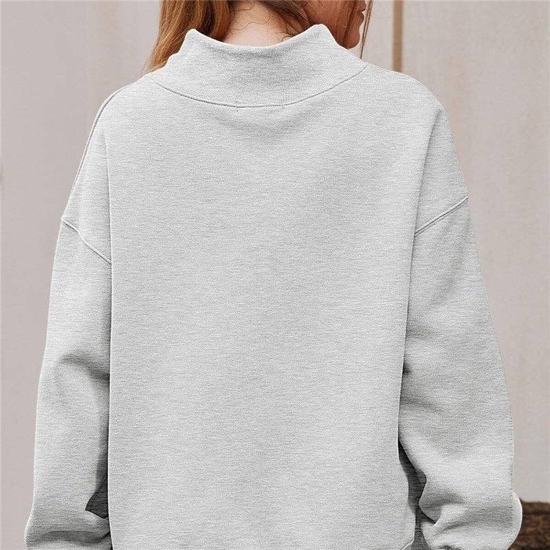 Solid Color High Neck Thin Sweatshirt