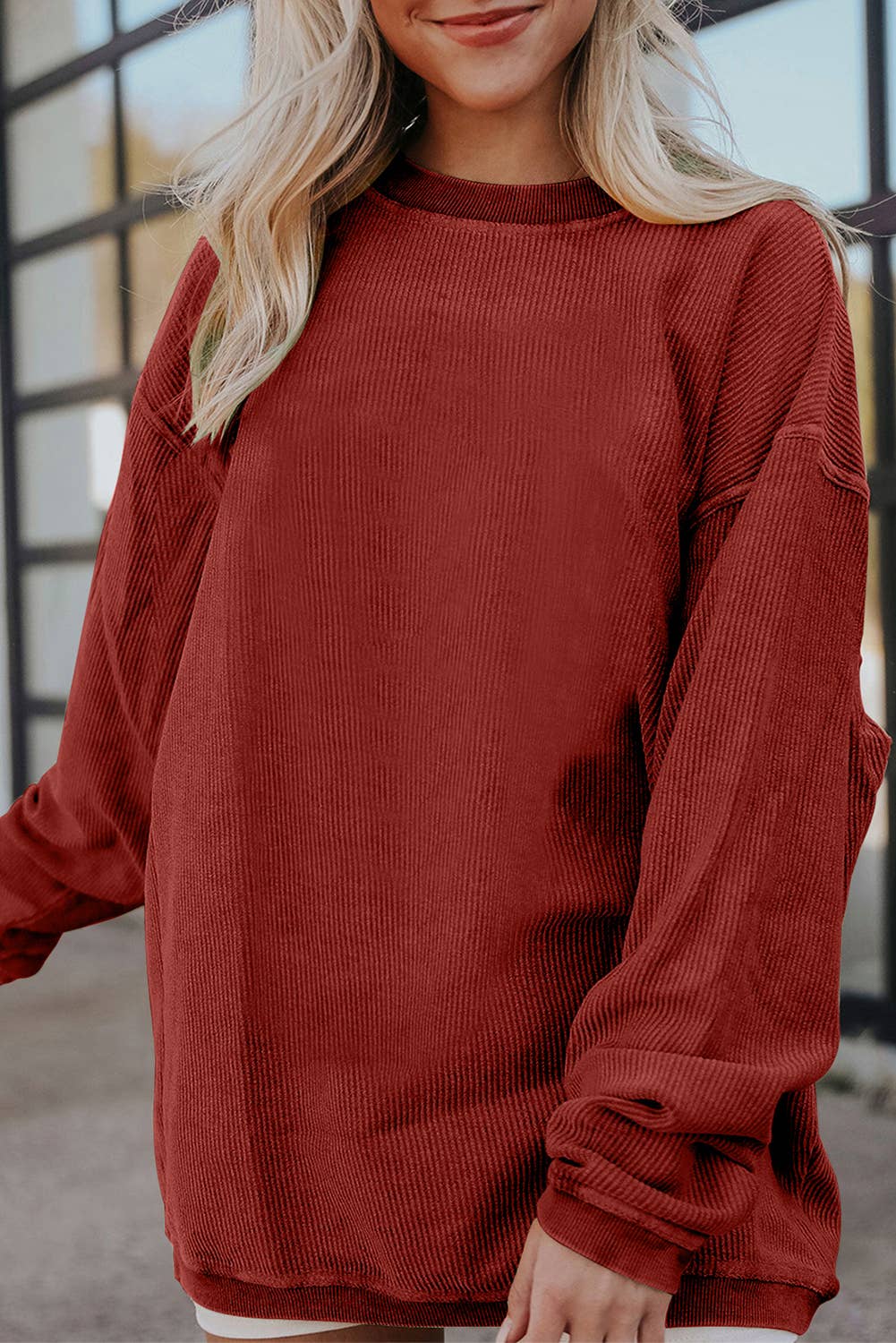 66 Spring 2026 Ribbed Corduroy Oversized Sweatshirt (S-2XL)