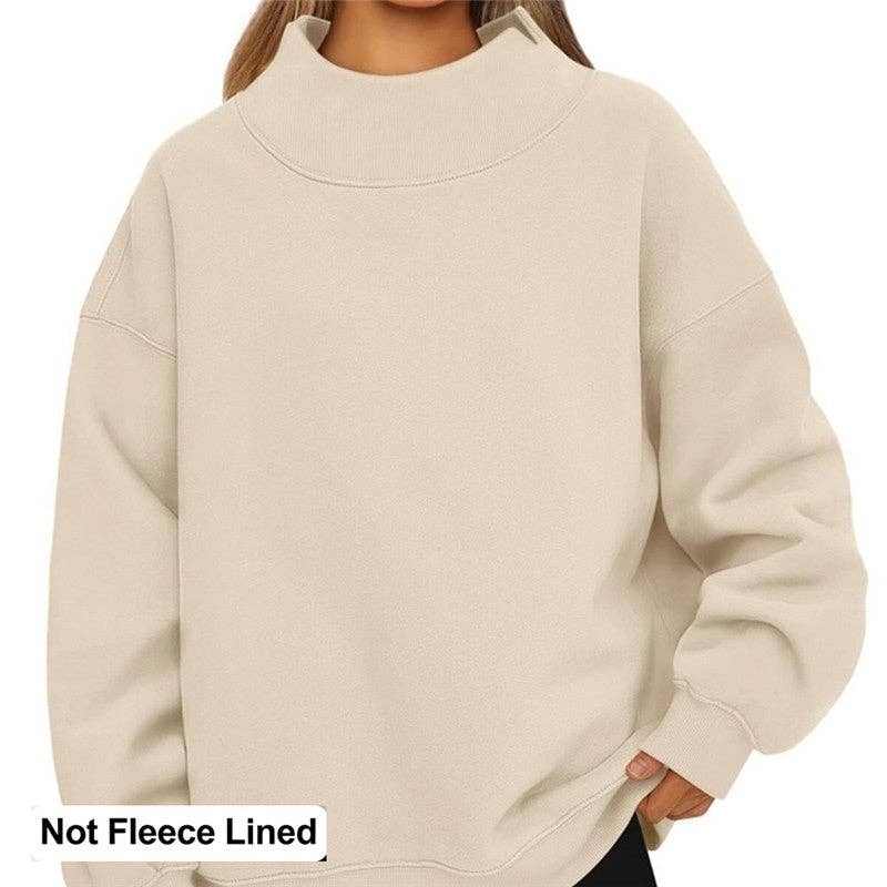 Solid Color High Neck Thin Sweatshirt