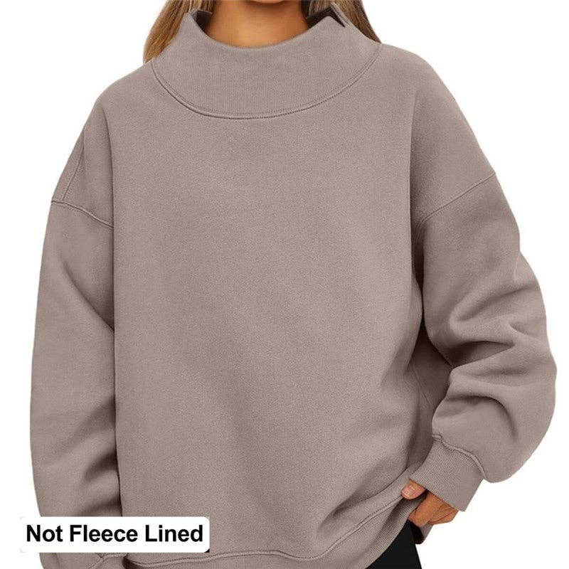Solid Color High Neck Thin Sweatshirt